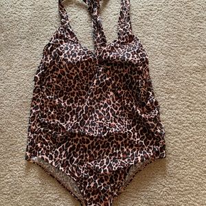 Leopard print one piece bathing suit